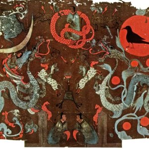 top tier of the painted silk banner placed on the coffin of Lady Dai Mawangdui, Ch'angsha, Hun...jpg