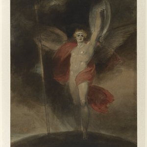 Richard Westall - Satan Alarmd c1790s (watercolour pen and ink gouache over p - (MeisterDrucke...jpg