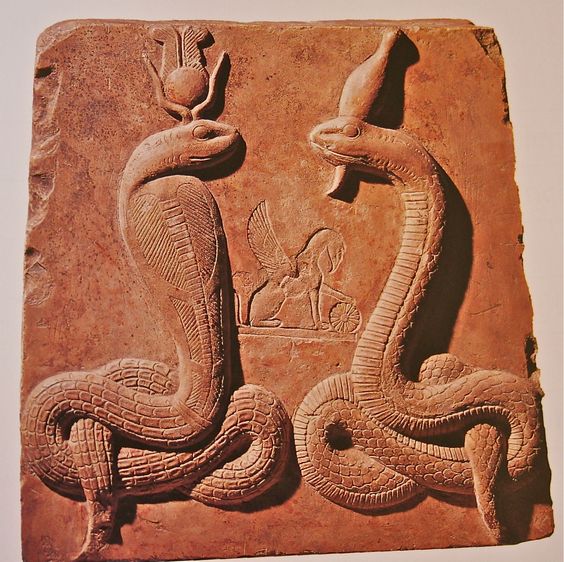 Isis as Agathe Tyche and Osiris as Agathos Daimon in serpent form.jpg